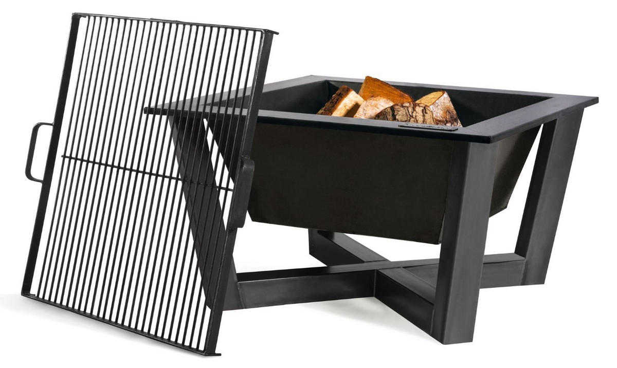 FEUERSCHALE Nevada Stahl quadratisch 70 x 70 cm - Schwarz, Metall (70/35/70cm) - Mr. Deko