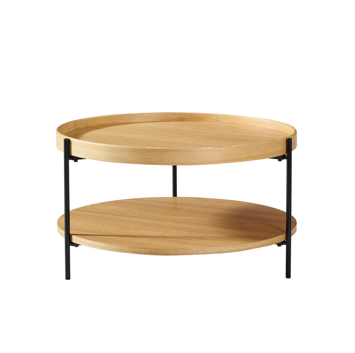 KONFERENČNÍ stolek 69x69x38 cm přírodní, z masivního dřeva a MDF, 2úrovňový - přírodní, kompozitní dřevo (69/69/38cm) - BEAOK