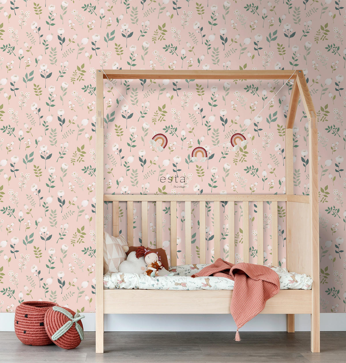 TAPETE Blumen 53 cm x 10.05 m - Pink, Papier (53/0.1cm) - ESTAhome