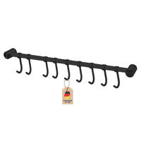 KÜCHEN HAKENLEISTE mit 9 Haken - Schwarz, Metall (3.4/2.2/49.8cm) - Intirilife