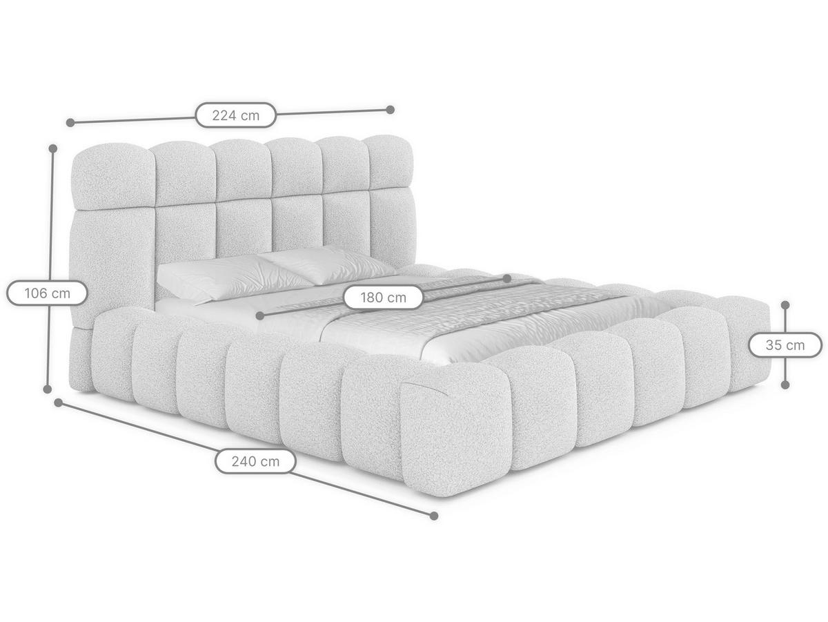 POLSTERBETT Mira XL Hellbeige 180/200 cm Boucle mit Bettkasten - Champagner, Textil/Metall (180/200cm) - wonello