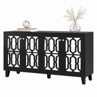 SIDEBOARD 4-türig 160 x 40 x 84 cm MDF Schwarz - Schwarz, Holzwerkstoff (160/84/40cm) - Meubliv