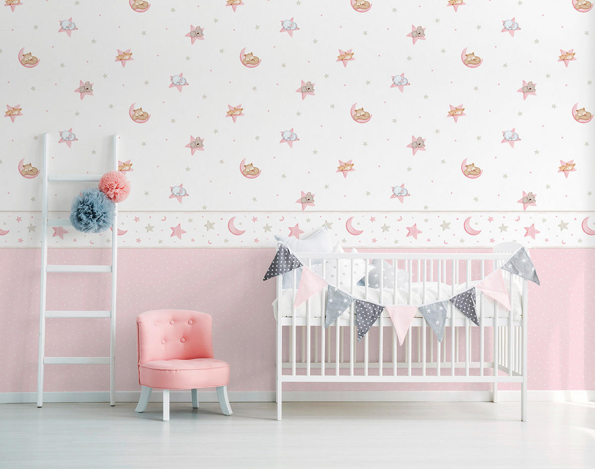 TAPETE Punkte 53 cm x 10 m - Pink, Papier (53/0.1cm) - Sanders & Sanders