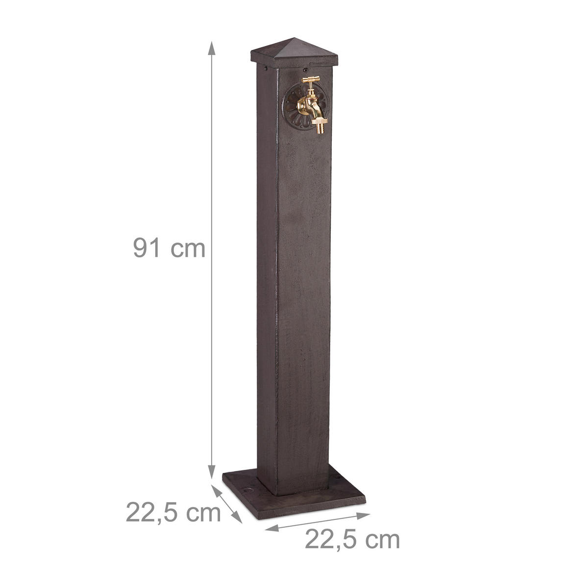WASSERZAPFSÄULE - Braun, Metall (22.5/22.5/91cm) - Relaxdays