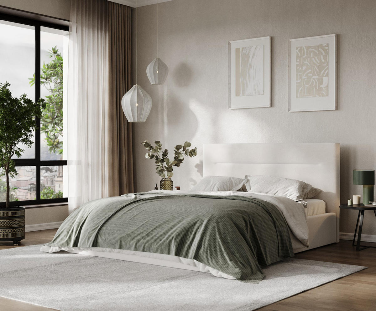 POLSTERBETT Liline 180/200 cm Creme im Paros Stoff - Creme/Schwarz, Holz/Holzwerkstoff (180/200cm) - AltaBeds