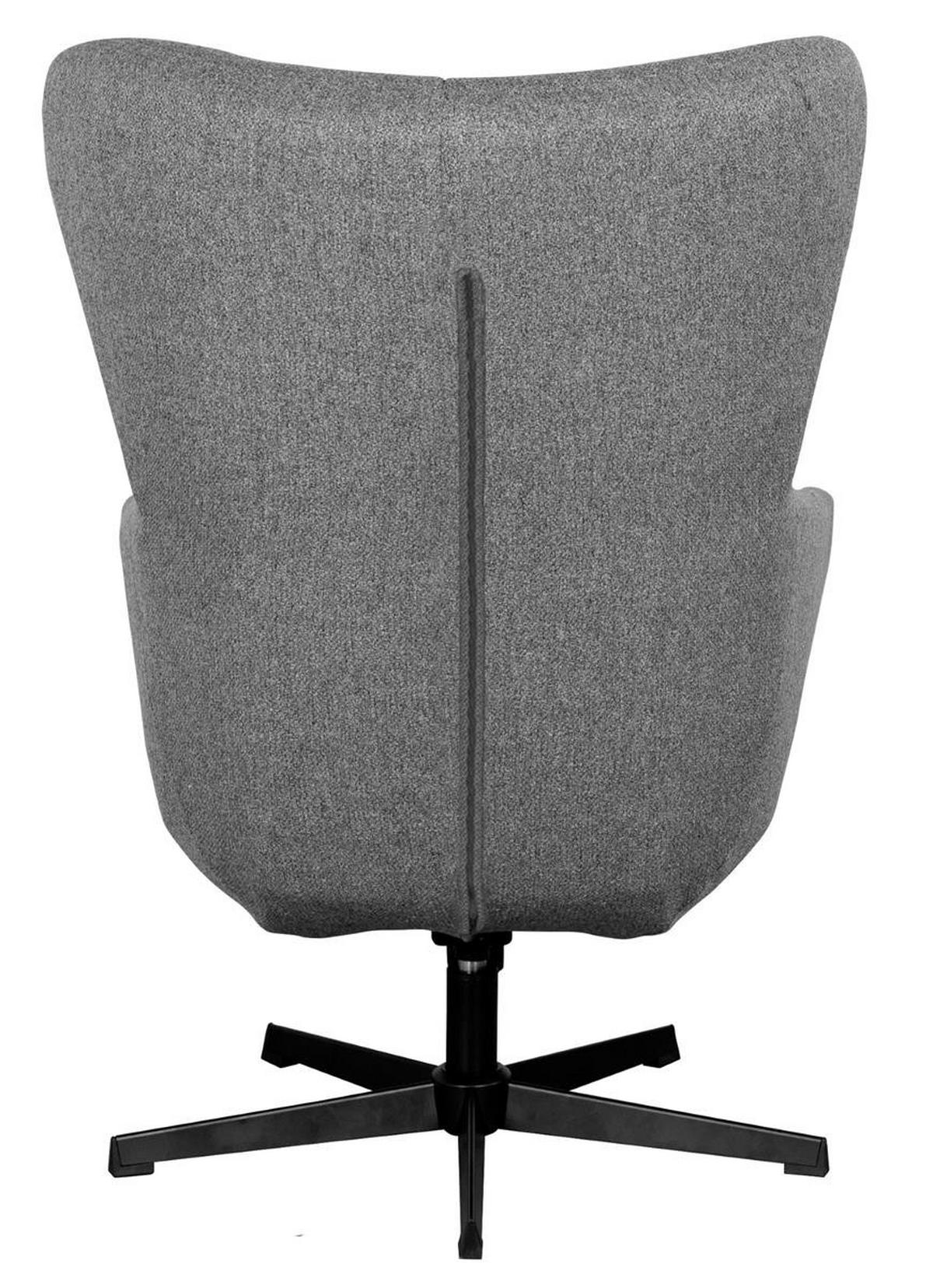 OHRENSESSEL-SET Sava inkl. Fußhocker - drehbar - grau - Schwarz/Grau, Textil/Metall (87/104/74cm) - bene living