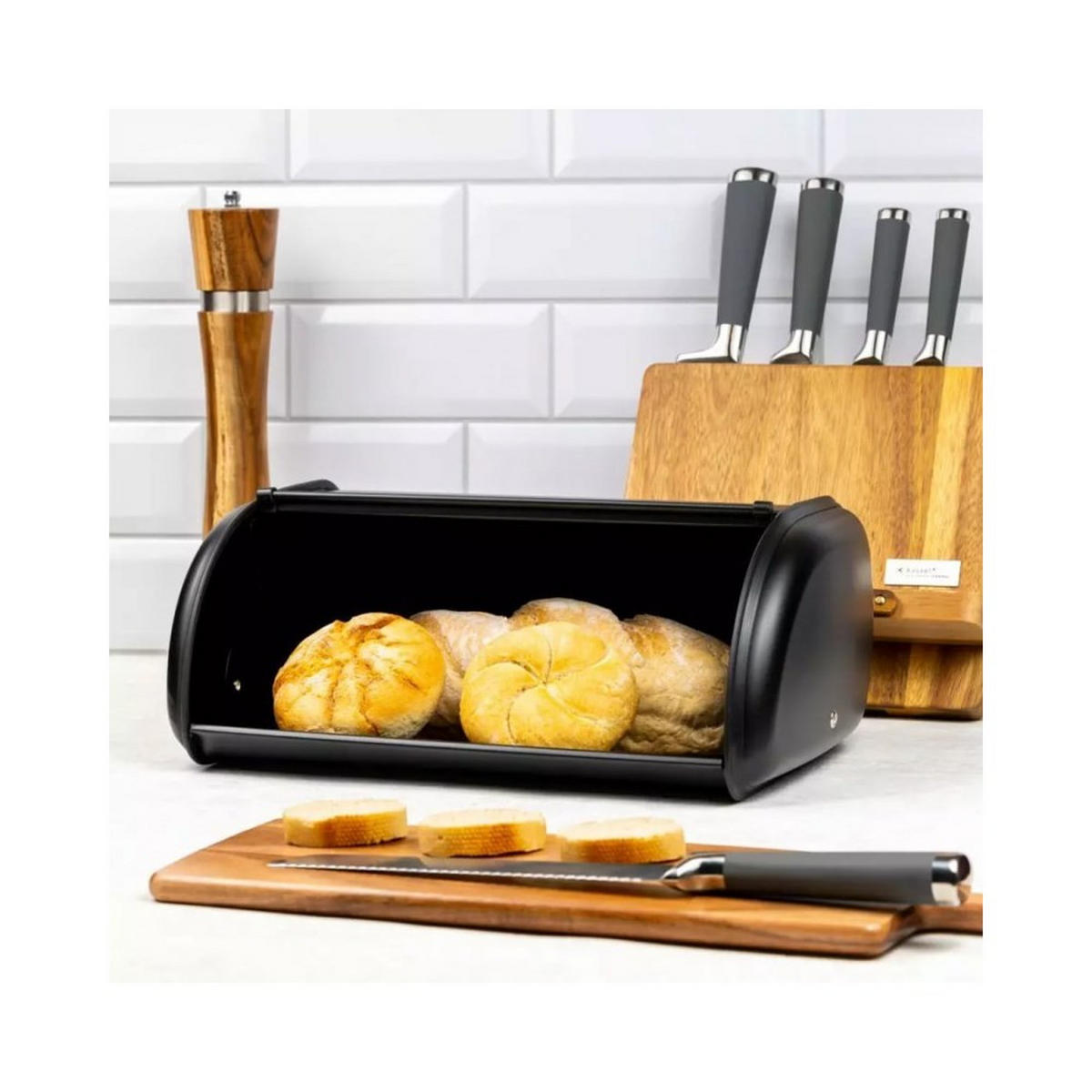 BROTKASTEN Schwarz 36/24/15 cm 40797 - Schwarz, Metall (24/15/36cm) - Kinghoff 