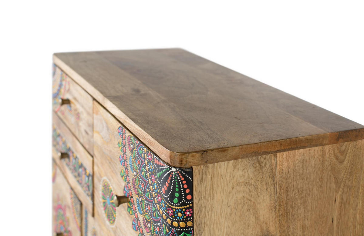 KOMMODE mit 11 handbemalten Schubladen aus Mangoholz - Chromfarben, Holz (30/98/60cm) - Giner y Colomer