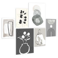 BILDERSET 6er-Set 30x40 cm + 20x30cm abstrakte Kunst - Beige, Kunststoff (105/85cm) - artissimo