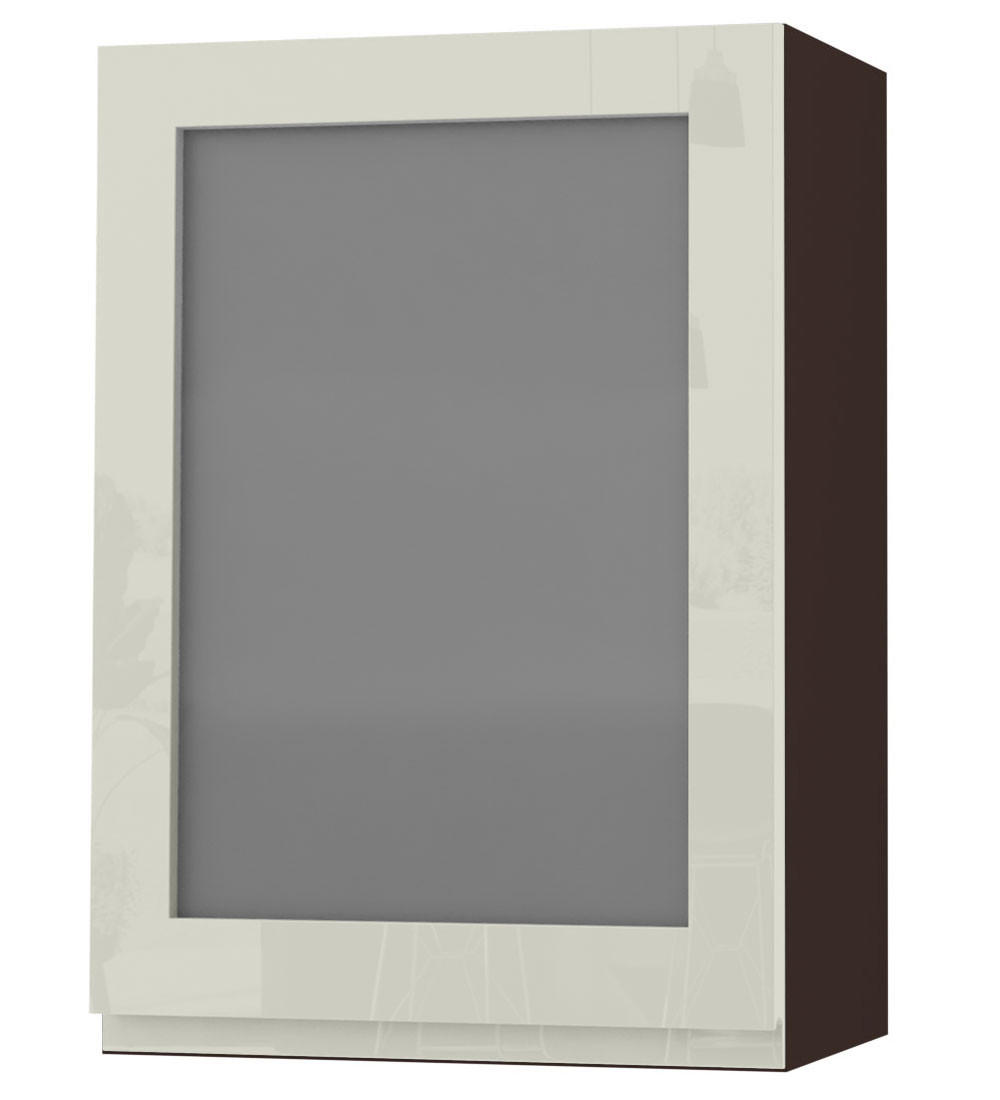 HÄNGESCHRANK Florence W2S/50 Lava / RAL 1013 perlweiß HG 50 / 32,5 / 72cm - Türanschlag links - Dunkelgrau/Weiß Hochglanz, Holz/Holzwerkstoff (50/72/32.5cm) - Feldmann-Wohnen
