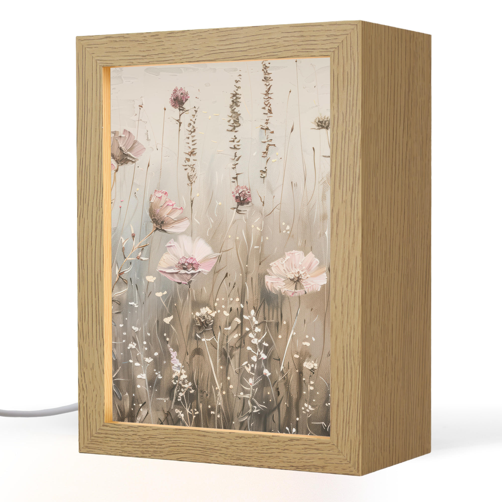 OnlyWow STOLNÍ LAMPA Květiny - růžová - moderní - béžová 15x20 cm