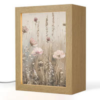 TISCHLEUCHTE Blumen - Rosa - Modern - Beige 15x20 cm - Akaziefarben, Holzwerkstoff (8/15/20cm) - OnlyWow