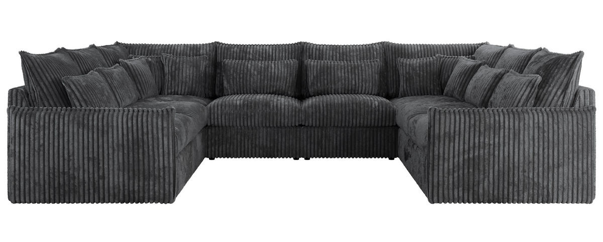 WOHNLANDSCHAFT VERSO U 8M Dunkelgrau Cord - Dunkelgrau/Schwarz, Kunststoff/Textil (362/93/270cm) - MKS