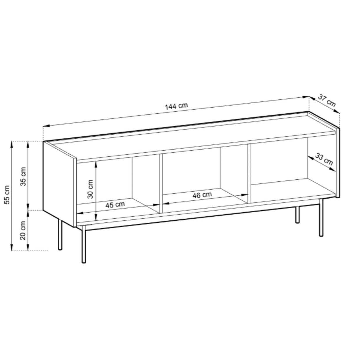MODERNES TV-Board LUMO RTV3D (Kaschmir Matt, Eiche Linea, Metallfüße, Soft-Close) - Kaschmir/Eichefarben, Holz/Holzwerkstoff (144/55/37cm) - Ravio