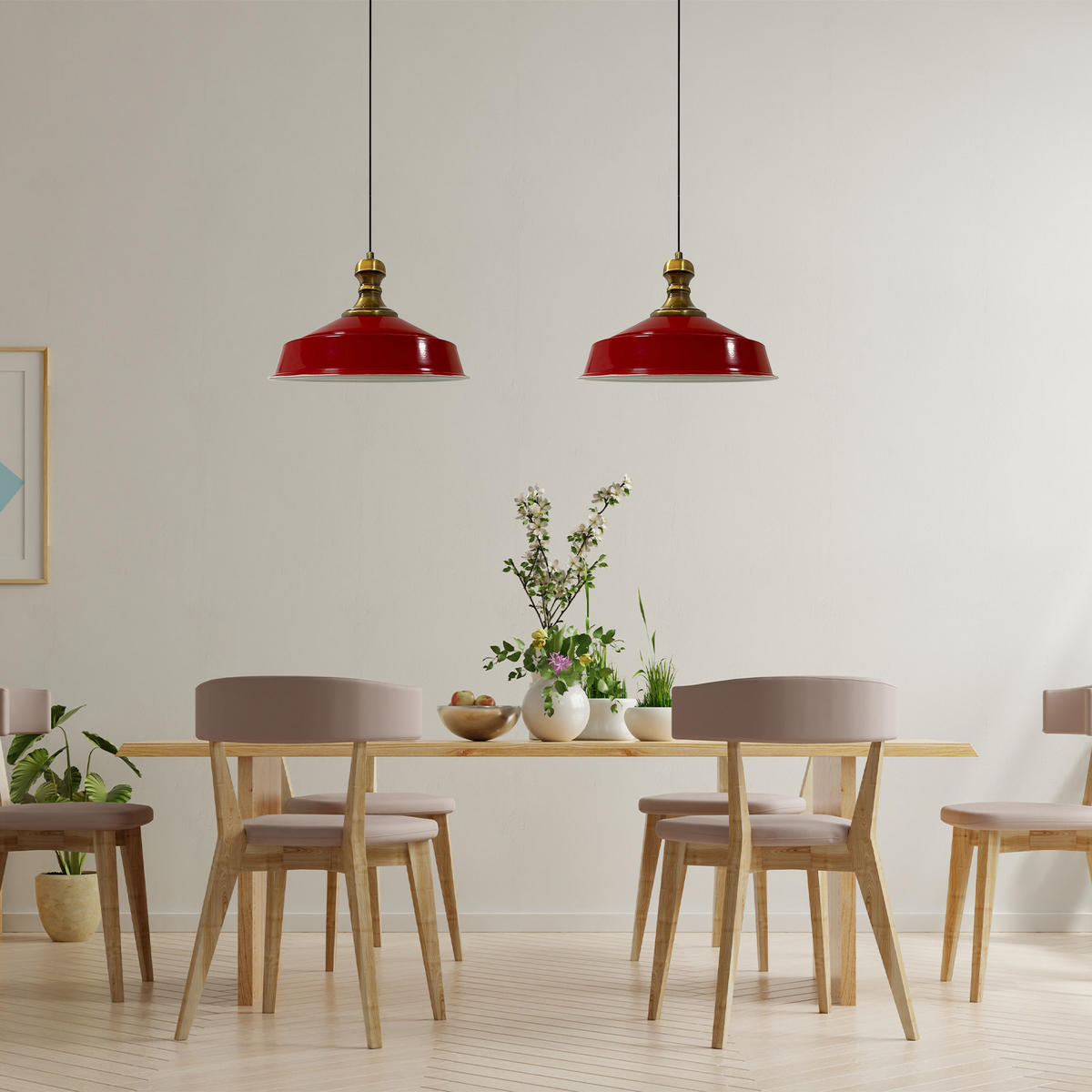 PENDELLEUCHTE Asletl 2 Flammig 40/36 cm - Weiß Hochglanz/Rot, Metall (40/36cm) - Bamyum
