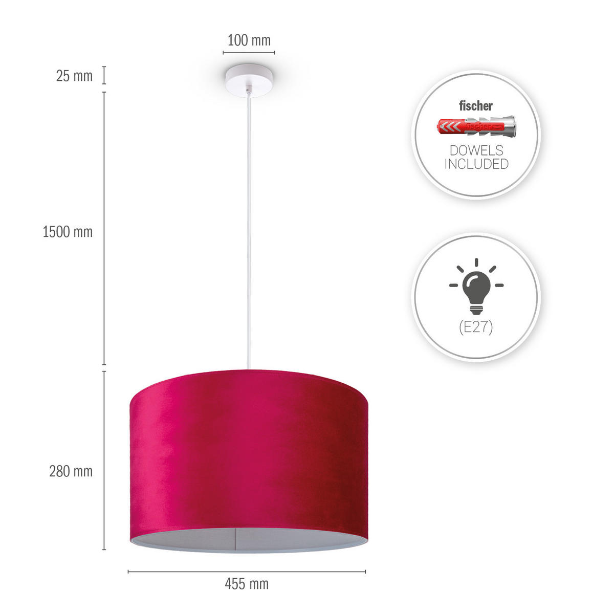 PENDELLEUCHTE Hugo Pd1 - Weiß, Metall (45.5/45.5/28cm) - Paco Home