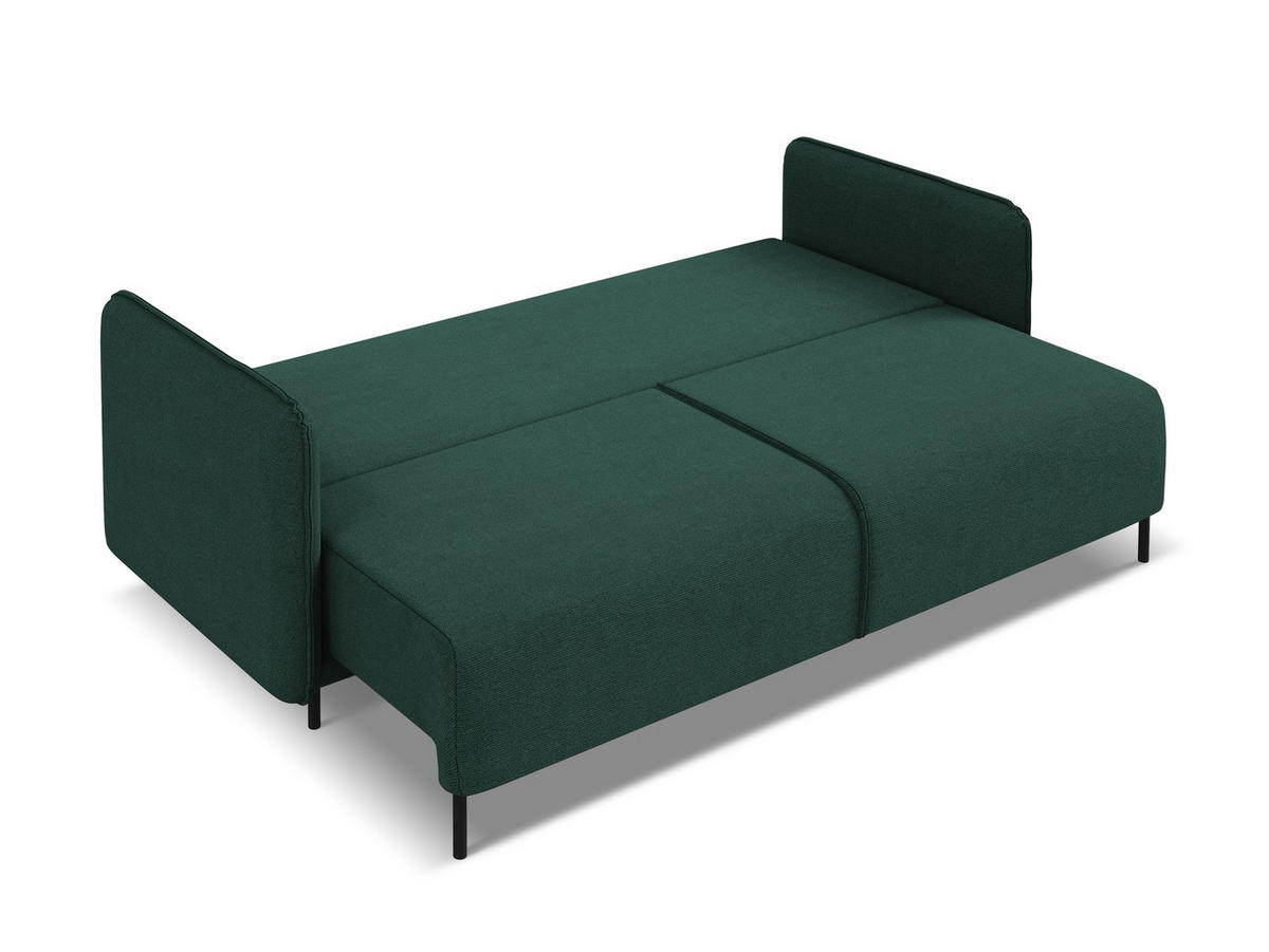 3-SITZER SOFA mit Schlaffunktion Strukturstoff Stoff Grün - Dunkelgrün/Schwarz, Holz/Textil (226/90/92cm) - Makamii