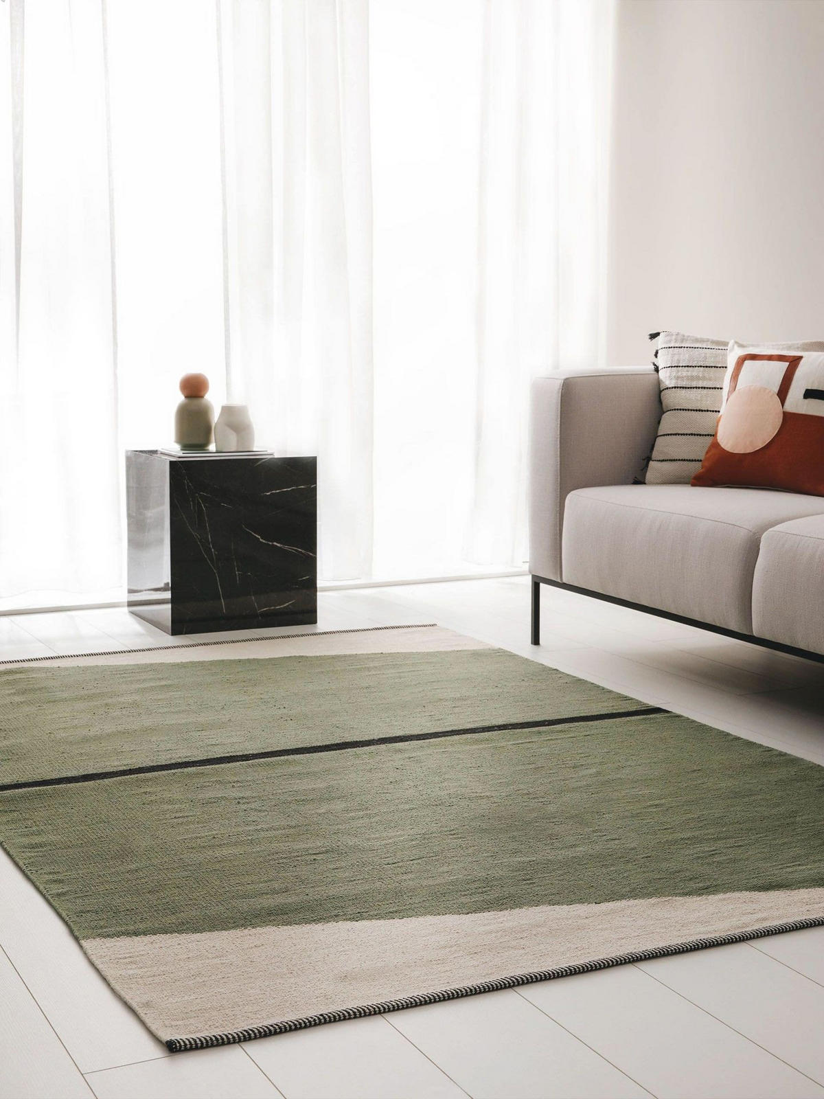 BAUMWOLLTEPPICH Lenny Grün 120x170 cm - Grün, Textil (120/1cm) - KUNSTLOFT