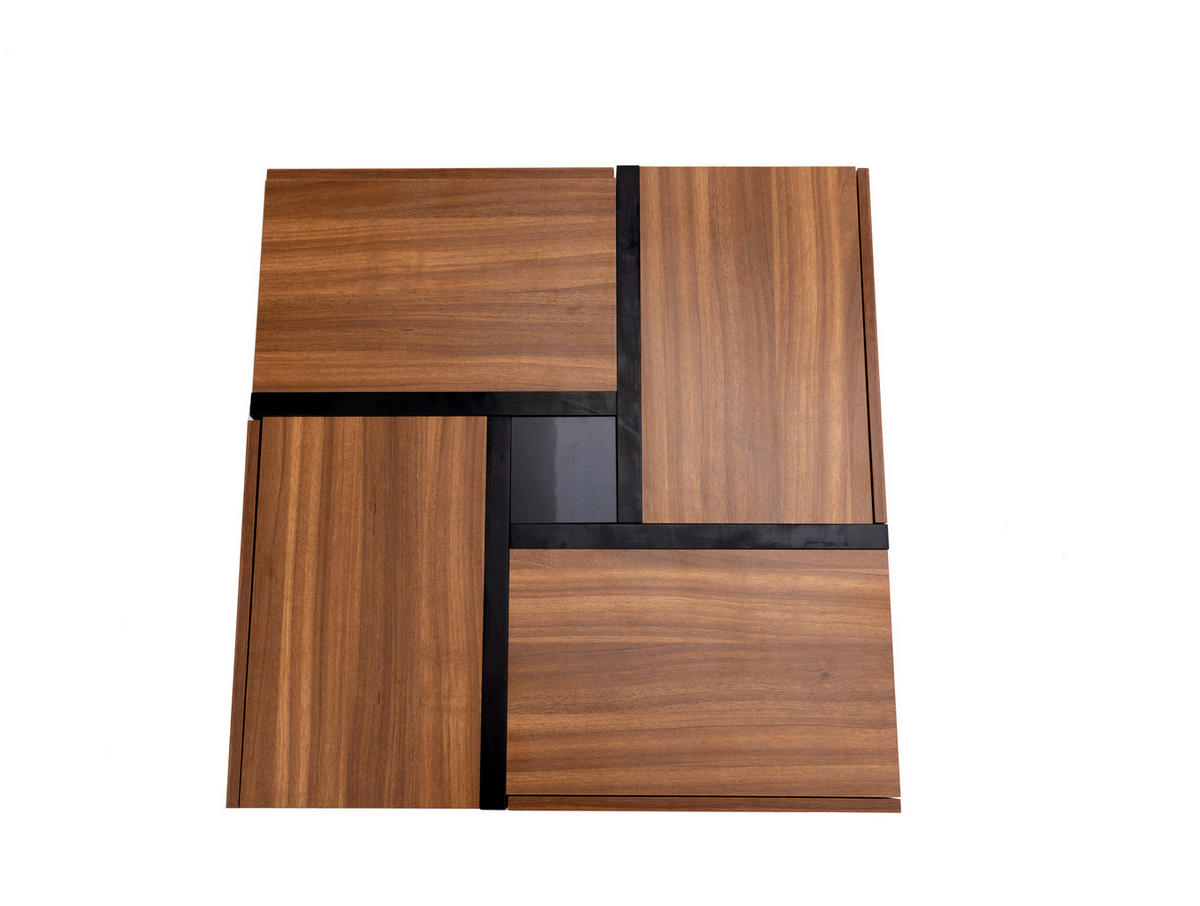 COUCHTISCH Schwarz/Holzfarben 78/78/36 cm mit 4 Schubladen - Naturfarben, Holzwerkstoff (78/78/36cm) - PANGIVO