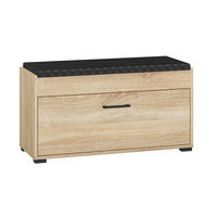 SCHUHBANK Caro Sonoma Eiche hell / schwarz 90 / 34 / 48cm - Schwarz/Braun, Holz/Holzwerkstoff (90/48/34cm) - Feldmann-Wohnen