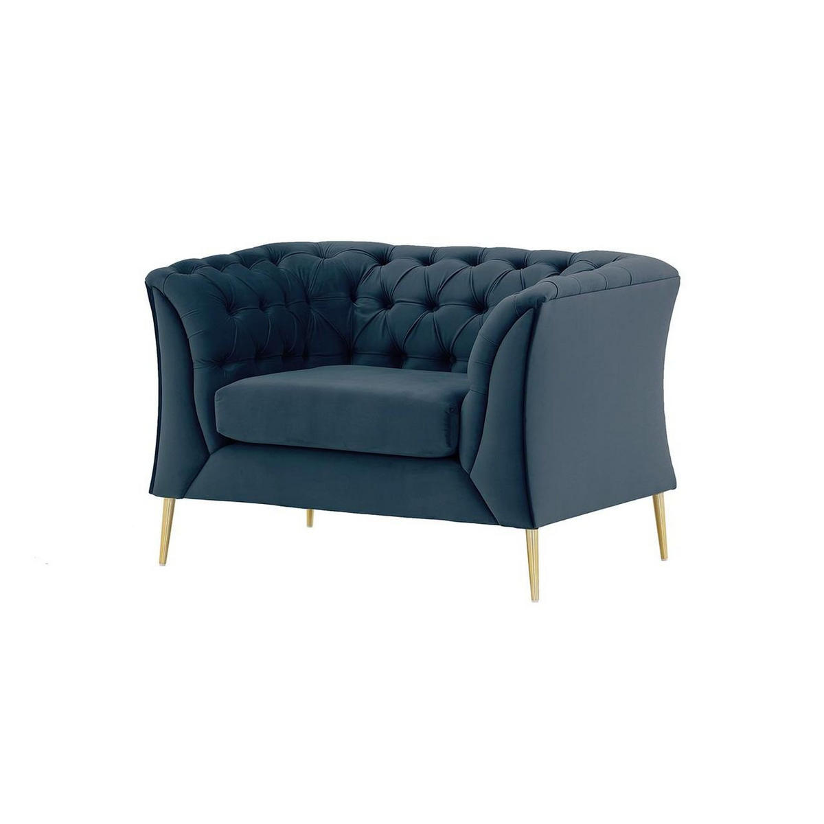 SESSEL Chesterfield Modern-Velluto 11 - Dunkelblau, Holz/Textil (106/74/80cm)