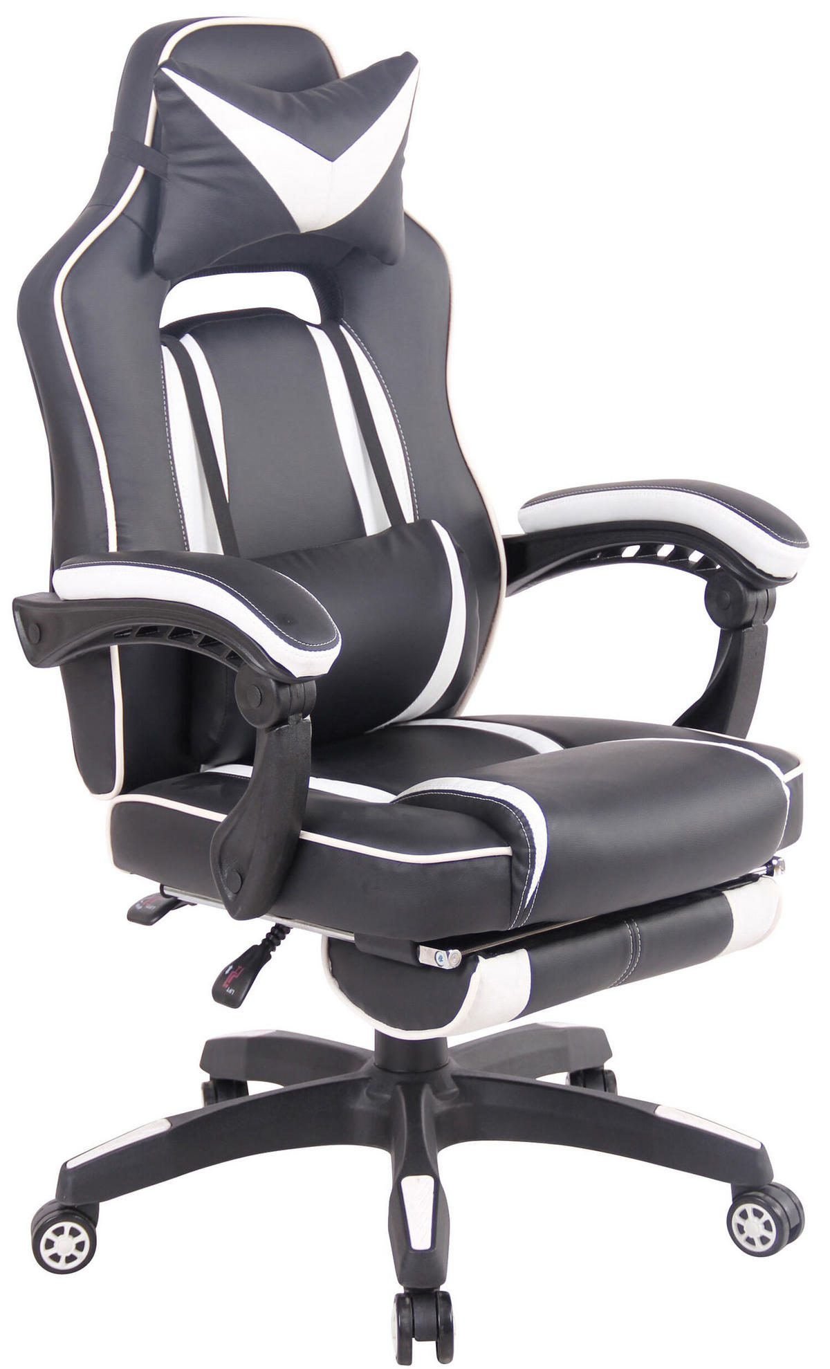 BÜROSTUHL Hero, Kunstleder Schwarz/Weiß - Weiß, Kunststoff/Textil (68/124/61cm) - TPFLiving