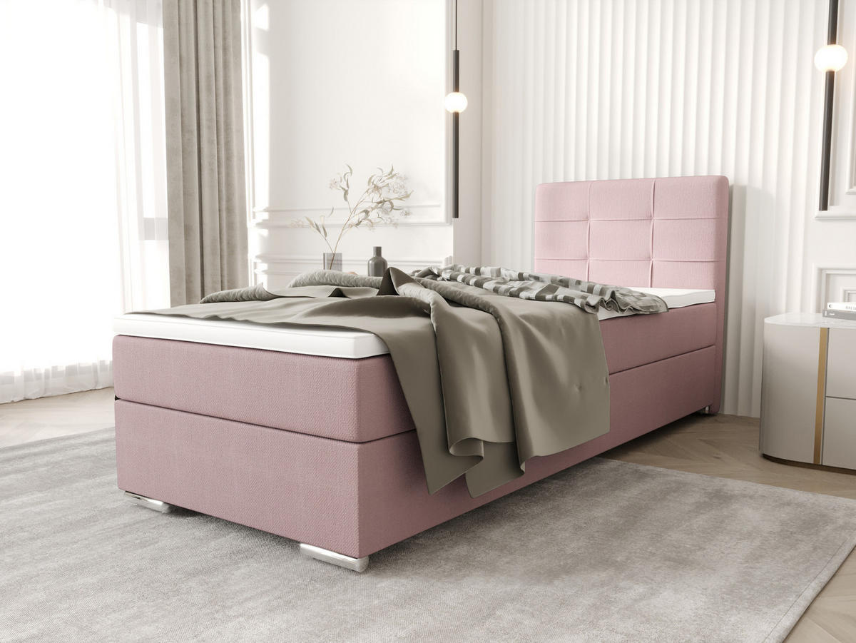 BOXBETT ZILANO 1 mit Matratze H3 und Topper 80x200 Cosmic 14 - Pink, Holz/Textil (80/200cm) - Bedante
