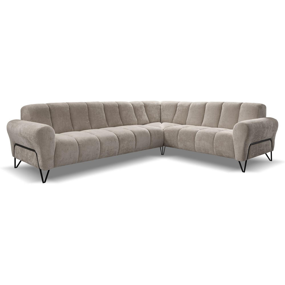 ECKSOFA Volare ohne Schlaffunktion Cappuccino links - Schwarz/Cappuccino, Textil/Metall (295/235cm) - Beautysofa
