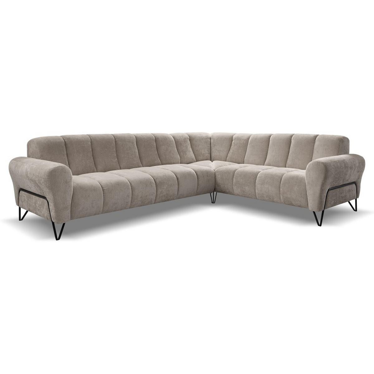 ECKSOFA Volare ohne Schlaffunktion Cappuccino links - Schwarz/Cappuccino, Textil/Metall (295/235cm) - Beautysofa