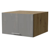 AUFSATZSCHRANK Essen W6B/60 Grau Hochglanz / Eiche Artisan Matt 60 / 59 / 36cm - Eiche Artisan/Grau, Holz/Holzwerkstoff (60/36/59cm) - Feldmann-Wohnen