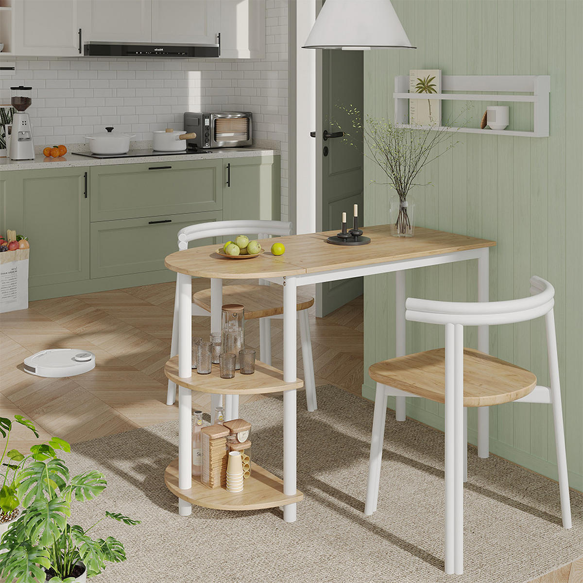KÜCHENTISCH Freetown Goldkraft Eiche/Weiß 110 x 50 cm mit offene Ablagen - Eichefarben/Weiß, Holzwerkstoff (50/110/75.5cm) - Vicco