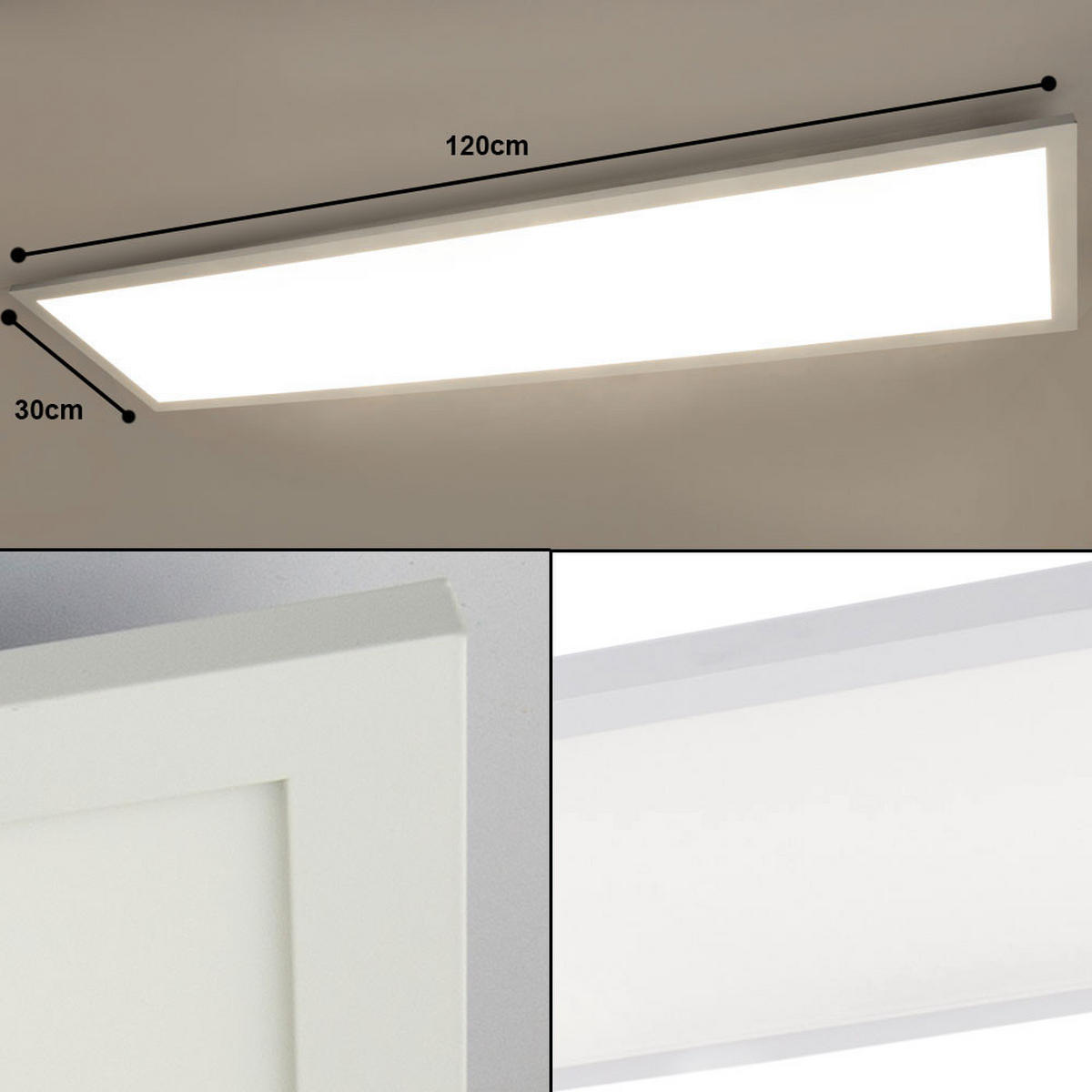 LED AUFBAU PANEL Weiß Aluminium - Weiß, Metall (120/30/5.5cm) - Globo Lighting