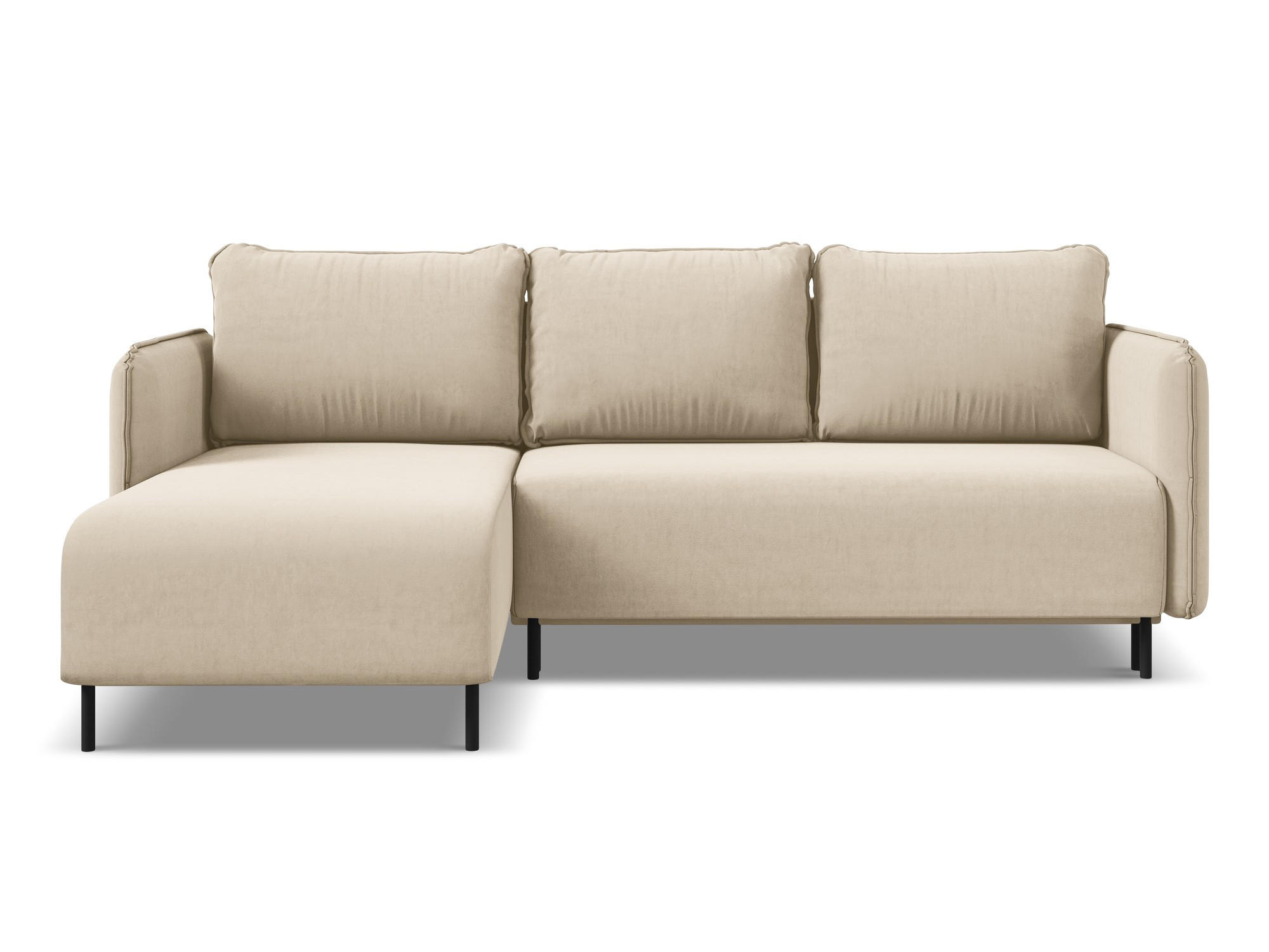 ECKSOFA mit Schlaffunktion Samt Stoff Beige - Beige/Creme, Holz/Textil (162/236cm) - Makamii