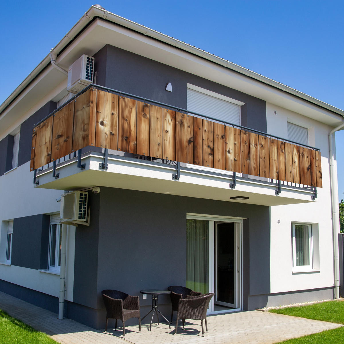 BALKON-SICHTSCHUTZ Holz - Regale - Braun - Buchefarben, Kunststoff (500/80cm) - MuchoWow