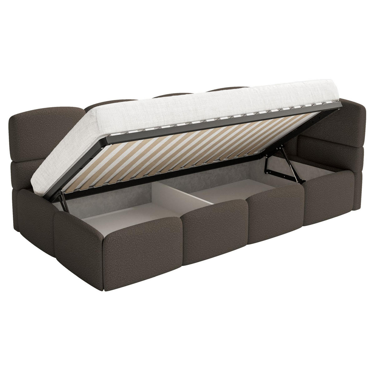 JUGENDBETT Cloudy rechts Bouclé Braun - Braun, Kunststoff/Textil (90/200cm) - Selsey