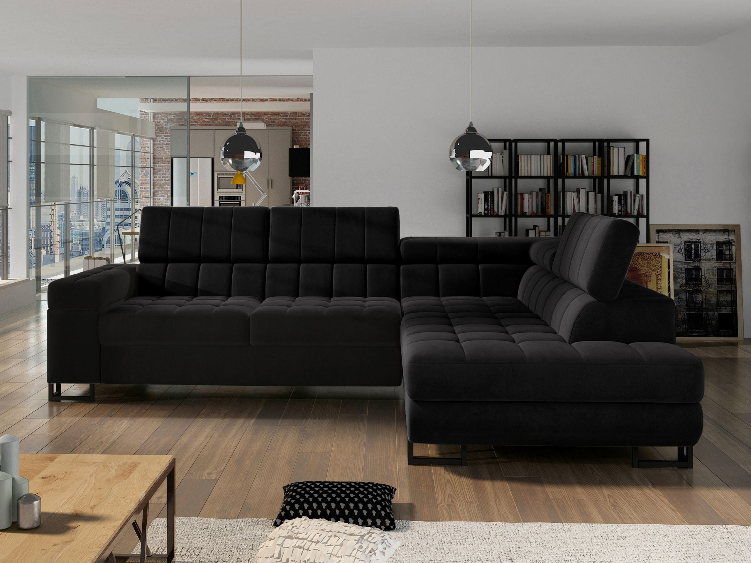 ECKSOFA Laris, Seite: Rechts - Schwarz, Holz/Textil (271/203cm) - MIRJAN24
