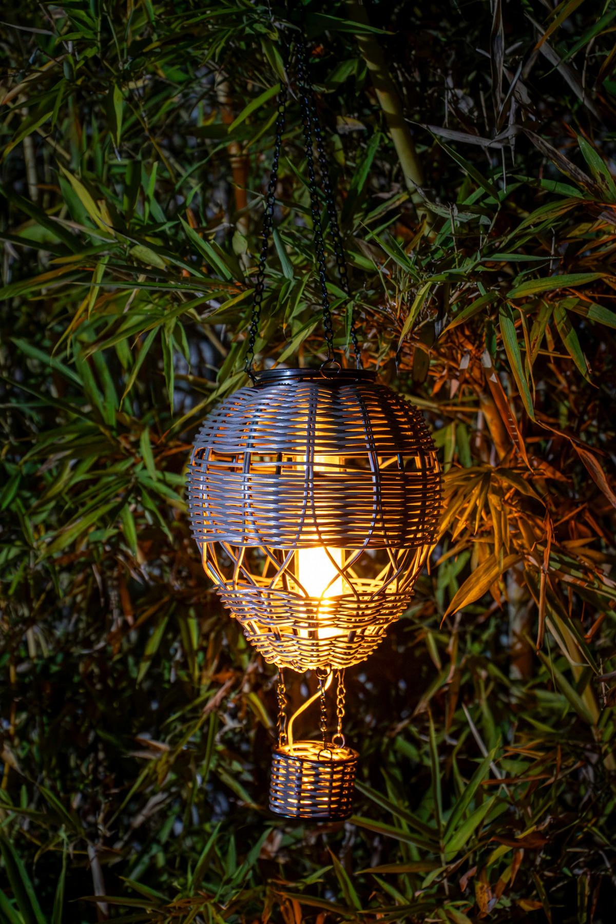 LED-SOLAR-LATERNE - Heißluftballon-Design mit Aufhängung für Garten und Balkon, grau, klein - Grau, Kunststoff (14/14/48cm) - Northpoint