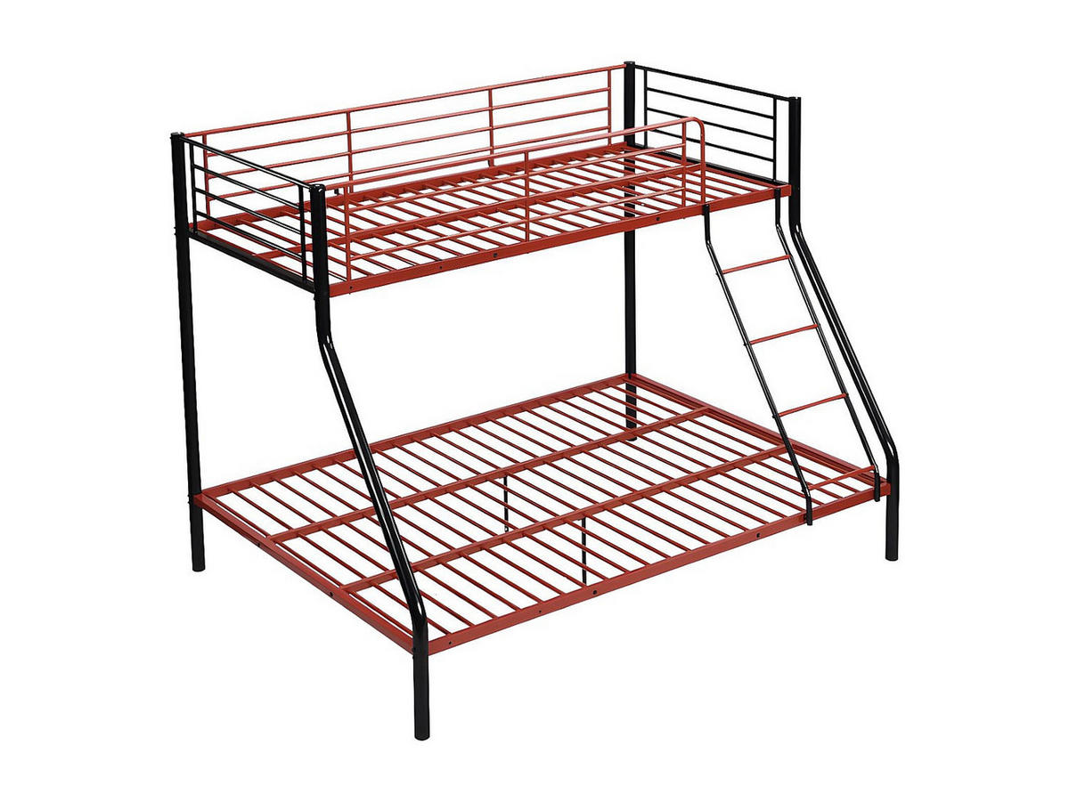 ETAGENBETT - 90 & 140 x 190 cm - Stahl - Schwarz & Rot - ELEVATIO IV - Rot/Schwarz, Metall - Vente-Unique