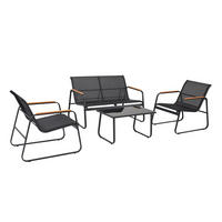 GARTENMÖBEL Aurora Schwarz 4 Personen Aus Stoff - Schwarz, Metall - Concept Usine