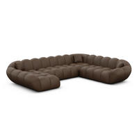 WOHNLANDSCHAFT Liva Dunkelbraun Kunstleder U-Form XXL Links - Dunkelbraun, Kunststoff (323/70/258cm) - VAROYAL