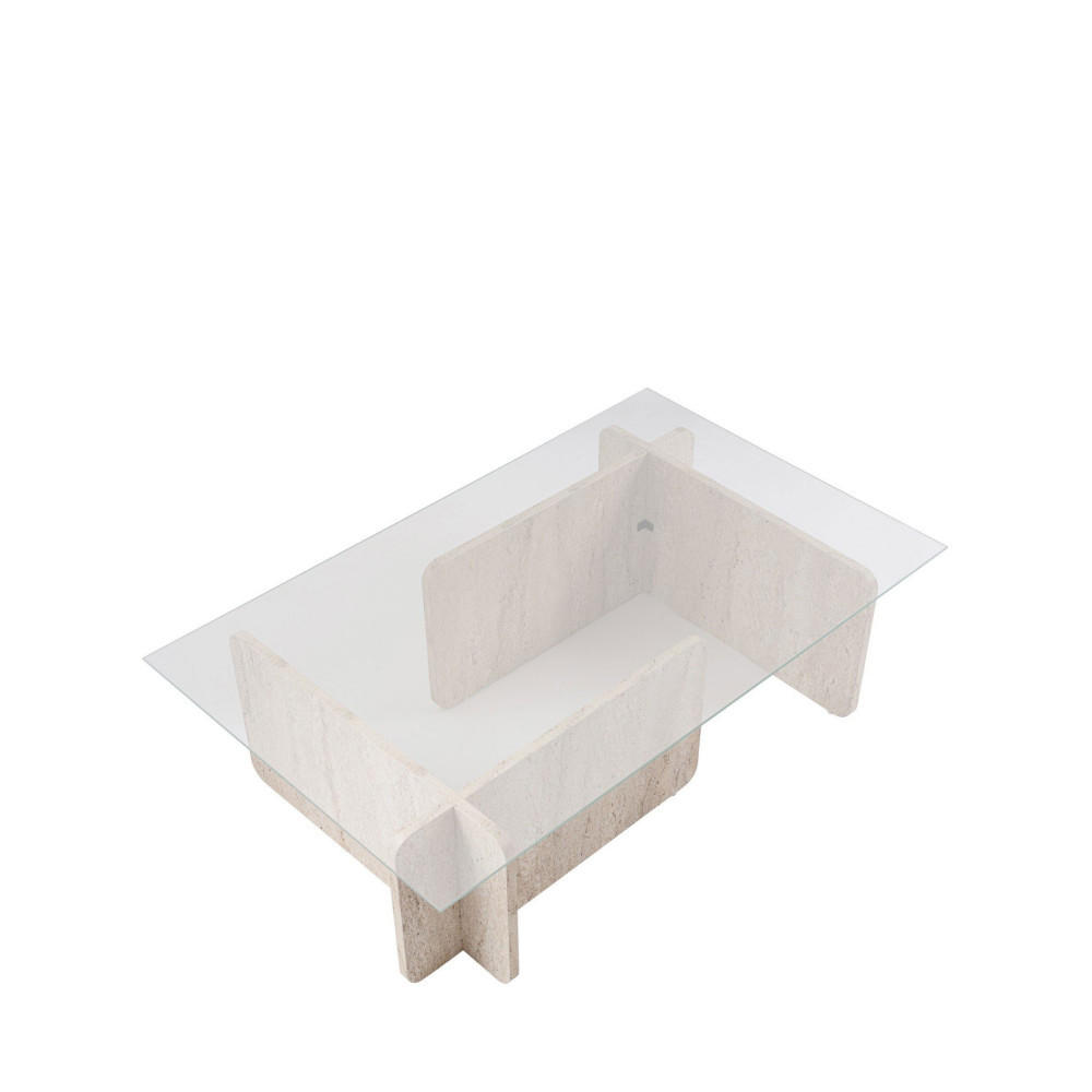 COUCHTISCH - Travertin - Beige - Beige, Stein (105/65/30cm) - Drawer