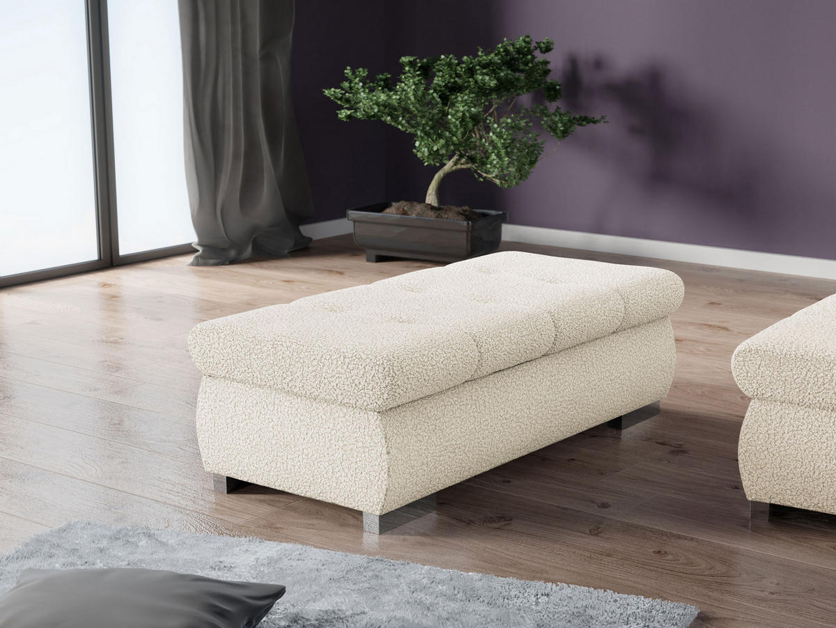 POLSTERHOCKER Orkan Groß - Silberfarben/Creme, Holz/Textil (120/39/60cm) - MIRJAN24
