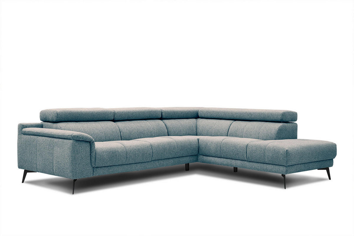 ECKSOFA FIERO 5-Sitzer, mintgrün - Schwarz/Mintgrün, Holzwerkstoff/Textil (269/158cm) - Courtois Laville