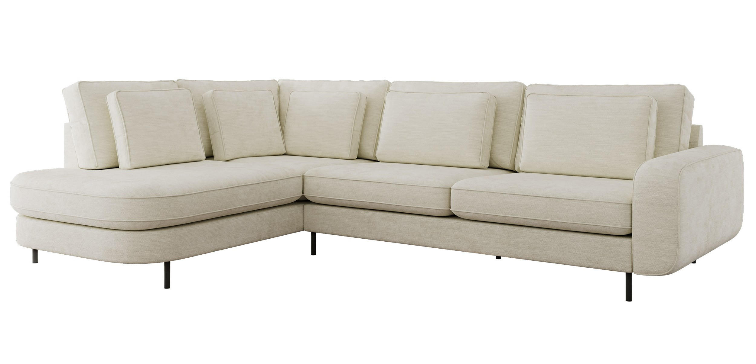 ROHOVÁ SEDAČKA CALENO L - Krémová Hrubě tkaná žinylka - Pravá Strana - černá/krémová, kov/textil (317/225cm) - MKS
