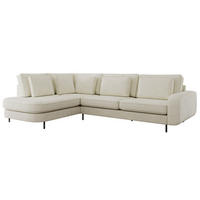 ROHOVÁ SEDAČKA CALENO L - Krémová Hrubě tkaná žinylka - Pravá Strana - černá/krémová, kov/textil (317/225cm) - MKS