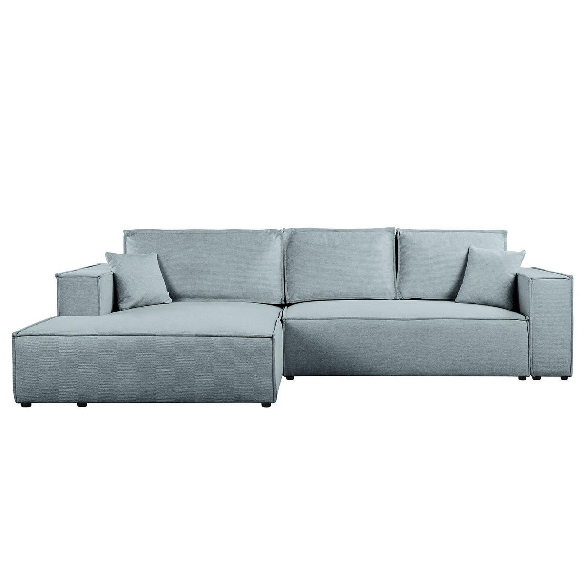 ECKSOFA mit Schlaffunktion - Longchair - Blaugrau/Schwarz, Kunststoff/Textil (294/185cm) - home24