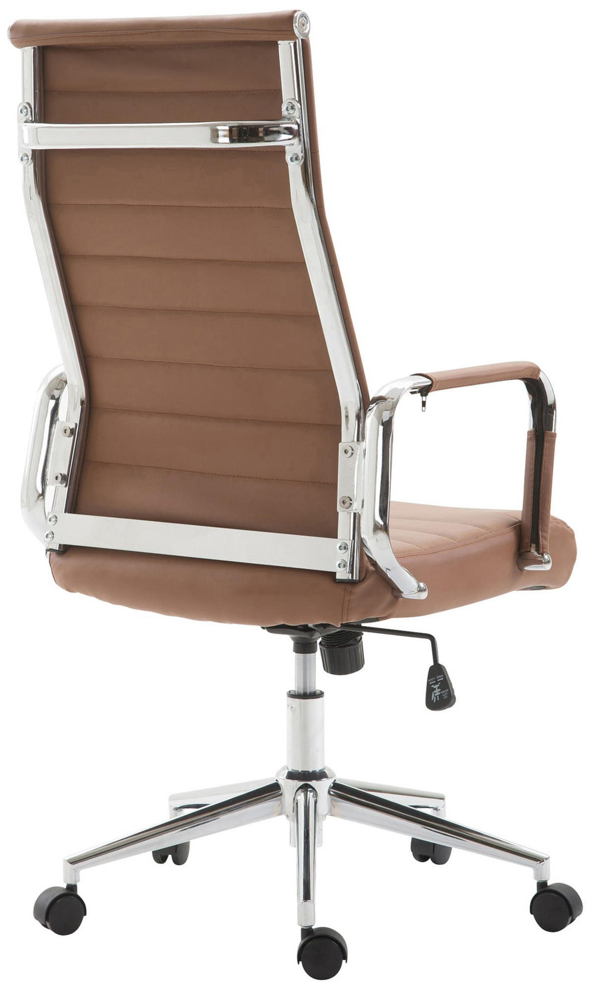 DREHSTUHL Lederlook hellbraun - Chromfarben/Hellbraun, Textil/Metall (58/105/66cm) - CLP