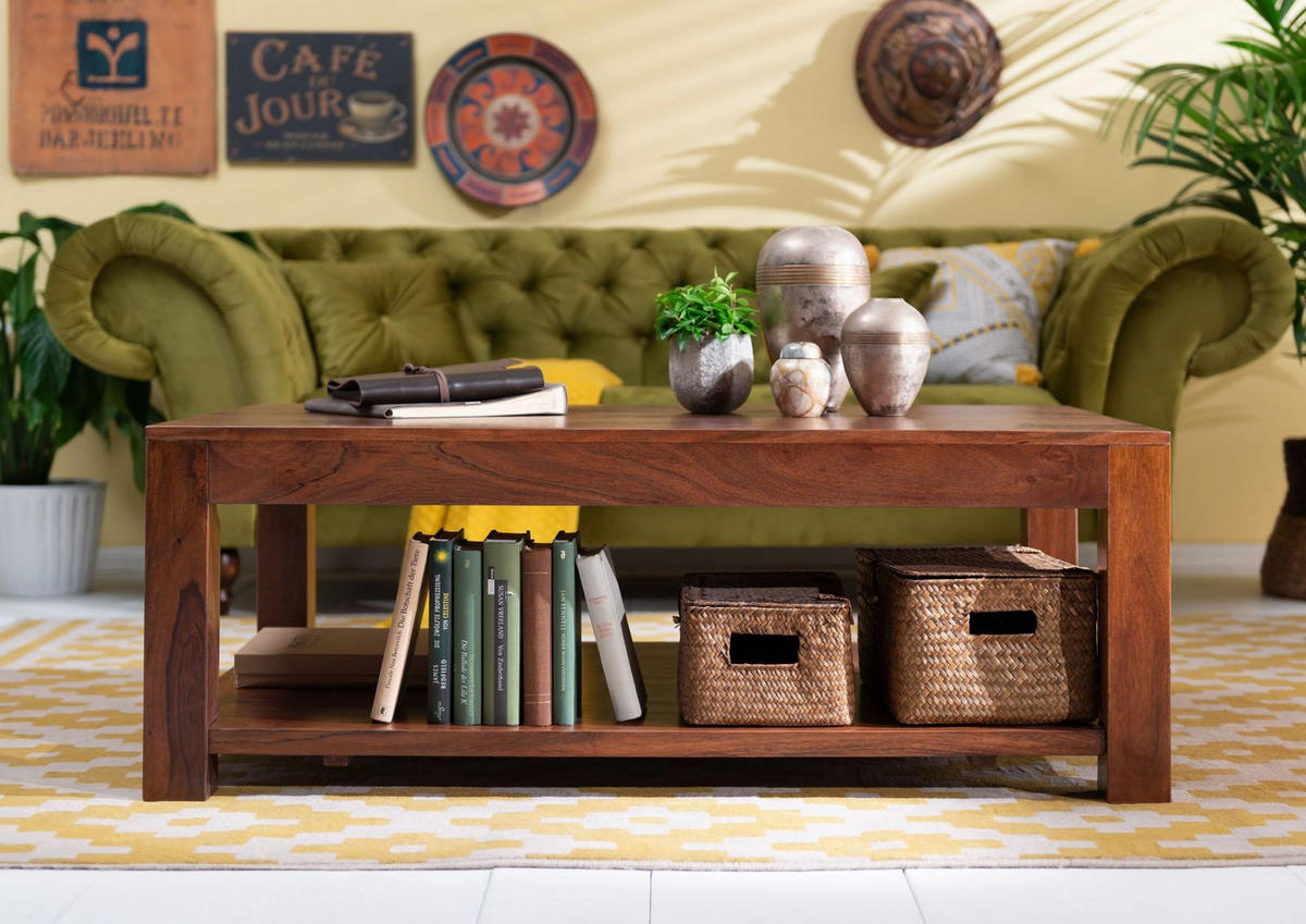 COUCHTISCH Akazie 120x75x45 nougat lackiert OXFORD #318 - Dunkelbraun, Holz (120/75/45cm) - Massivmoebel24