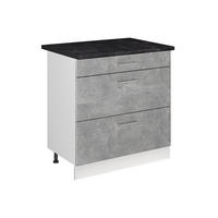 KUCHYNSKÁ SPODNÁ SKRINKA R-Line, betón/biely, 80 cm s 3 zásuvkami antrasiitti työtaso - sivá/biela, kompozitné drevo (80/81.6/60cm) - Vicco