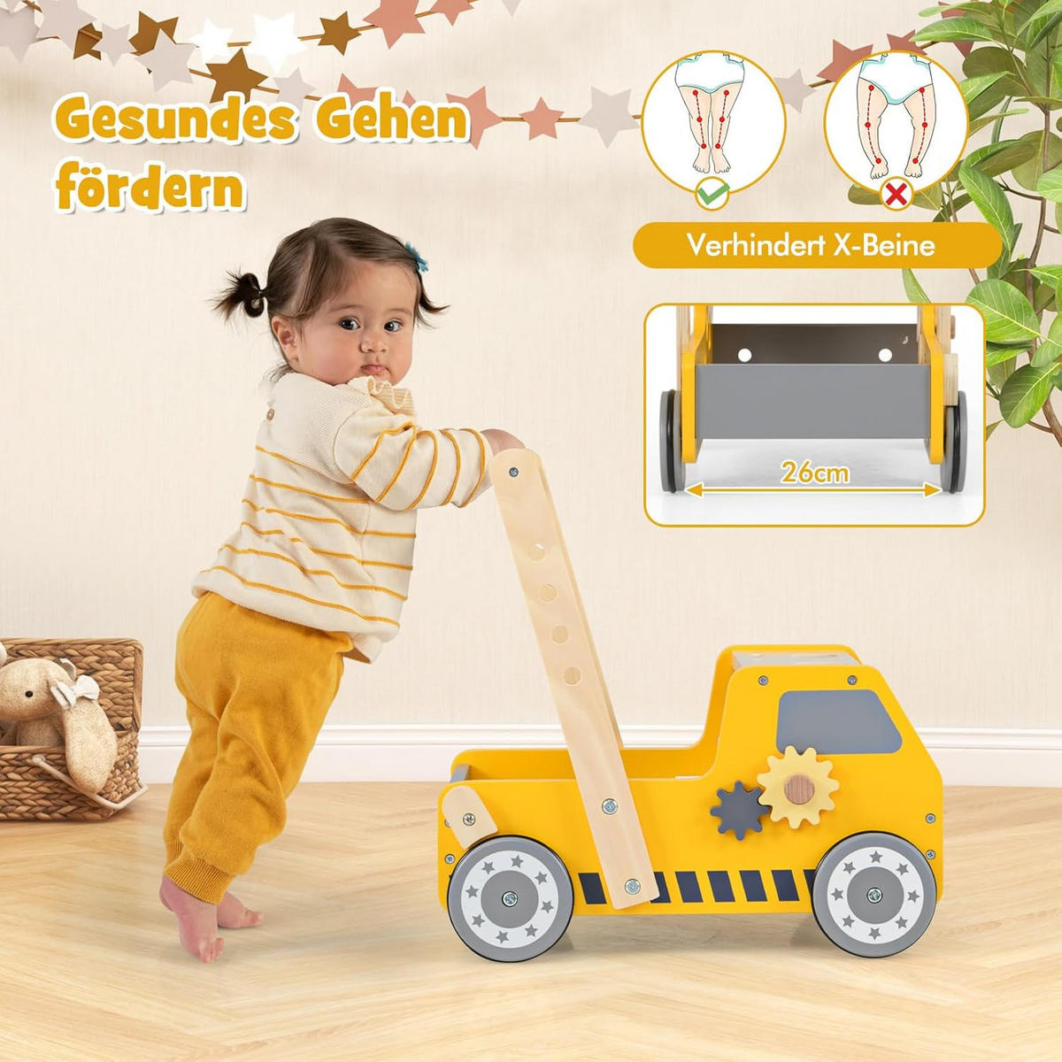 LAUFLERNWAGEN Gelb - Gelb, Holz (31/42/41cm) - COSTWAY